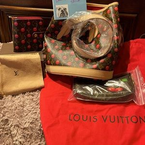 Louis Vuitton Takashi Murakami Cerises Monogram Cherry bucket purse with wallet